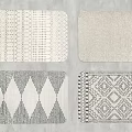 Modern Square Rugs with Geometric Patterns in Neutral Beige and White Tones 3d model