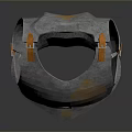 Vintage Medieval Armor Breastplate With Metallic Surface Golden Ornament And Orange Accents