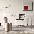 Desk Bookcase Ornaments Vase Book Single Chair Stool Decorative Cabinet Computer Wardrobe 3d model