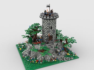 Lego Toys Sentinel Tower Castle Soldier Knight Defense Bunker 3d model