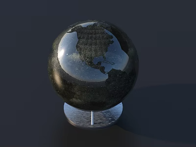 Decorative Ornament Set with Glossy Globe and Silver Metal Base 3d model