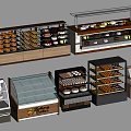 Bakery Display Shelves With Glass Doors And Wooden Frames For Cakes Pastries And Bread