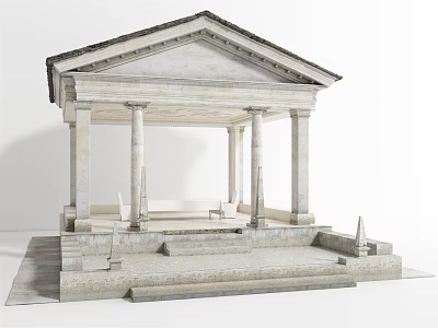 Ancient Classical Stone Structure With Columns Pediment And Steps 3d model