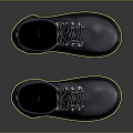 Classic Navy Blue Leather Lace Up Boots With Metal Eyelets And Stitched Soles