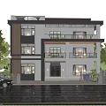 Modern Detached Villa Exterior Design With Two Story Structure Lawn Trees And Car On Driveway
