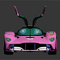 Pink Futuristic Sports Car With Open Doors And Modern Design Elements