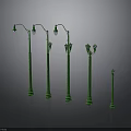 Green Ornate Street Lamp Designs With Various Styles Heights And Details
