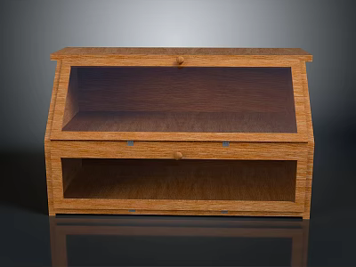 Wooden Cabinet With Two Tier Structure Glass Door Top And Open Lower Shelf 3d model