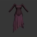 Elegant Purple Long Sleeve Dress With Flowy Asymmetrical Hem For Women