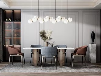 Light Luxury Dining Table and Chair Combination 3d model