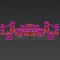 Traditional Chinese Architecture With Golden Roofs Upturned Eaves And Red Walls