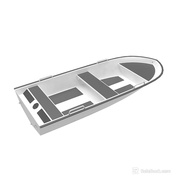 White Small Boat Watercraft Equipment With Seats And Hull Design 3d model 