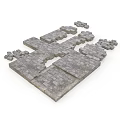 Gray Stone Brick Scene Component With Arranged Blocks And Scattered Pieces