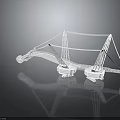White Crane Structure Model With Metal Frame Supporting Boom Components And Base 3d model