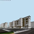 Modern Multi Storey Residential Building With White Exterior Wall Windows Green Lawn And Trees