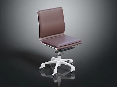 Modern Office Chair With Brown Leather Upholstery And White Base 3d model