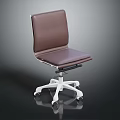Modern Office Chair With Brown Leather Upholstery And White Base