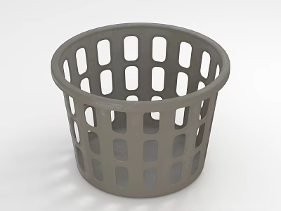 Gray Plastic Storage Basket with Holes Design for Home Organization Use 3d model