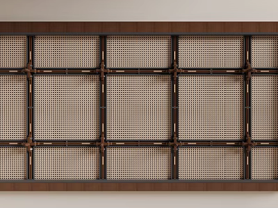 Structured Grid Pattern Ceiling Design with Dark Frame and Decorative Interior Panels 3d model