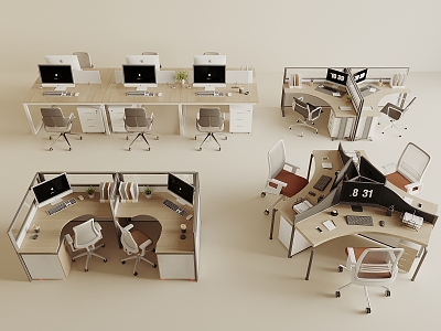 Office Desk and Chair Public Office Area Staff Office Desk and Chair Post 3d model