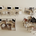 Office Desk and Chair Public Office Area Staff Office Desk and Chair Post 3d model