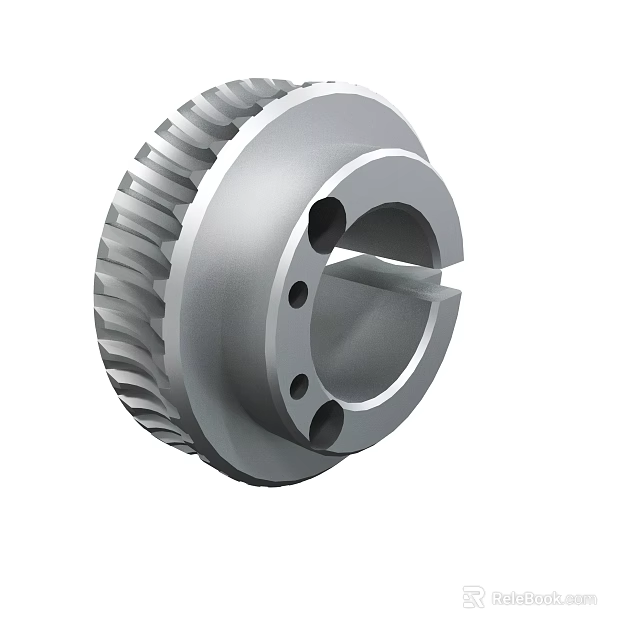 High Precision Metal Gear Component With Serrated Teeth And Mounting Holes 3d model