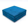 Stylish Blue Square Ottoman With Tufted Padded Top And Modern Design 3d model