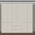 Minimalist White Built in Wardrobe Design With Panel Doors And Wooden Flooring