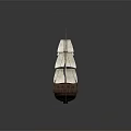 Vintage Wooden Sailing Ship With Twin Masts And White Canvas Sails