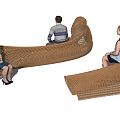 Curved Woven Public Chair Design For Outdoor Seating With People Relaxing