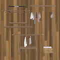 Metal Clothes Rack With Hanging Colored Clothes And Wooden Wall Interior