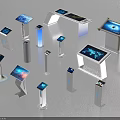 Modern Interactive Public Facilities With Digital Display Screens And Various Designs