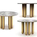 Light Luxury Dining Table Round Dining Table 3d model