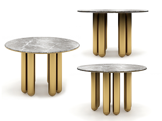 Light Luxury Dining Table Round Dining Table 3d model