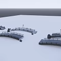 Multiple Black Bridges With Railings On White Surface And Gradient Background 3d model