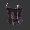 Black Leather Corset with Stitches and Shiny Silver Trim for Modern Fashion Looks