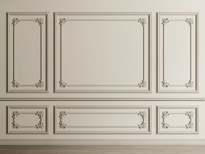 Elegant Decorative Lines On Interior Wall Panels With Ornate Corners And Classic Design 3d model