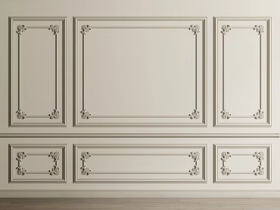 Elegant Decorative Lines On Interior Wall Panels With Ornate Corners And Classic Design 3d model