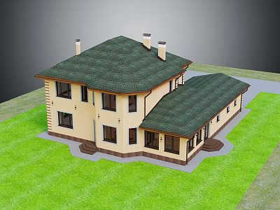 Modern Cartoon Building House House Residential House 3d model