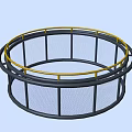 Four Round Mesh Agricultural Equipment Cages With Yellow Edge Frames 3d model