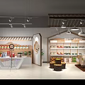 Farm Fresh Produce Specialty Store With Wooden Shelves Fruits Vegetables Central Display And Pendant Lights