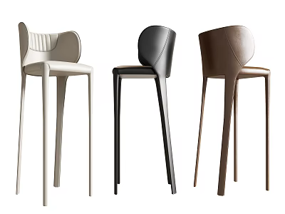 Modern Design Bar Stools With Ergonomic Backrest And Sleek Legs In White Black Brown 3d model