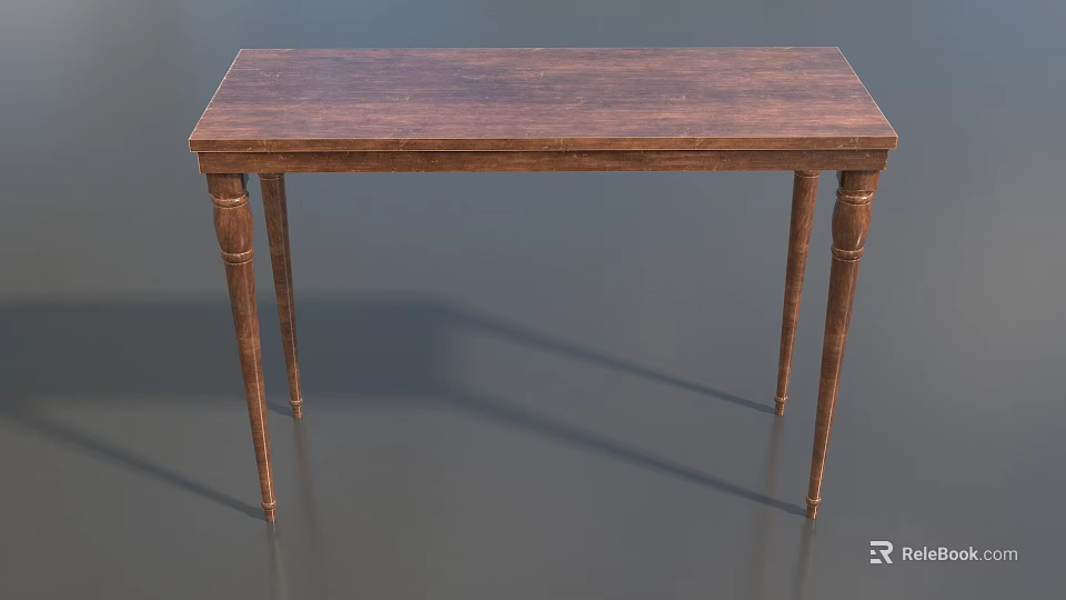 Classic Solid Wood Dining Table With Elegant Wooden Surface And Four Legs 3d model 