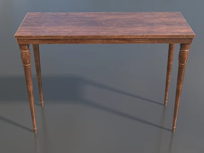Classic Solid Wood Dining Table With Elegant Wooden Surface And Four Legs 3d model