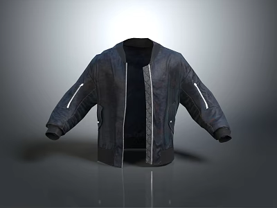 Modern Stylish Black Jacket With Sleek Design Zipper Front And Cuffed Sleeves 3d model