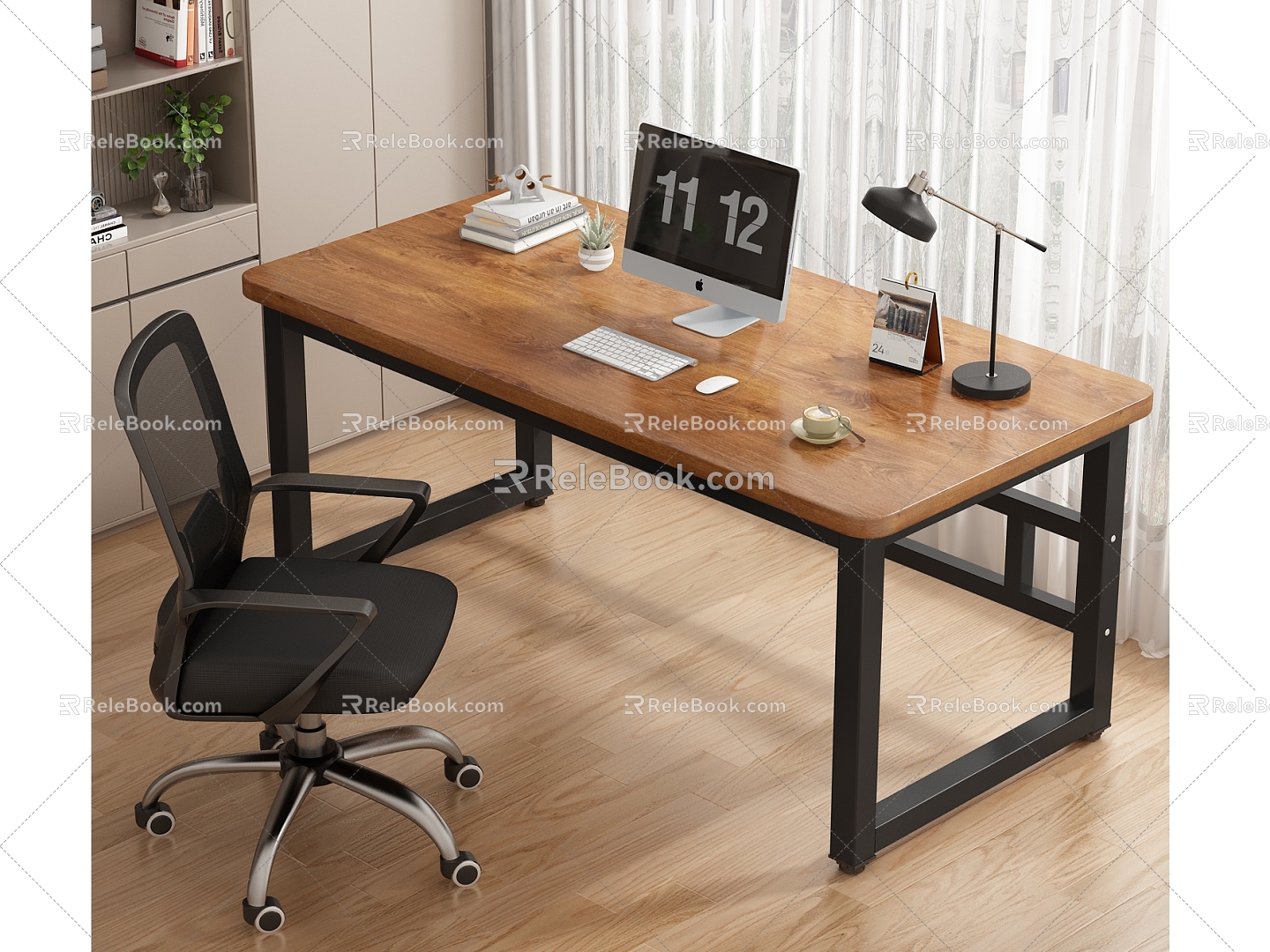 Computer desk desk study table and chair combination 3d model