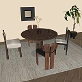 Round Dining Table and Chair Combination Single Chair 3d model