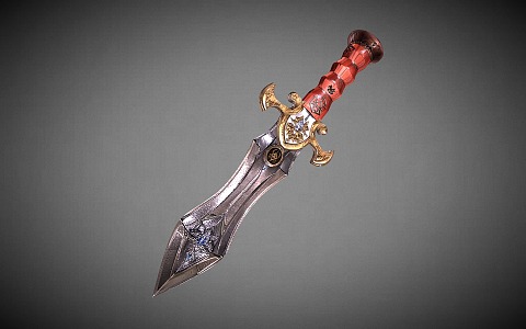 Dagger Crystal Dagger Fantasy Sword 3d model