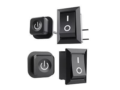 Modern Black Switch Panels With White Symbols And Sleek Design For Home Use 3d model