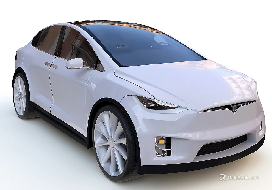 White Modern Electric Car With Sleek Exterior Design And Large Alloy Wheels 3d model 